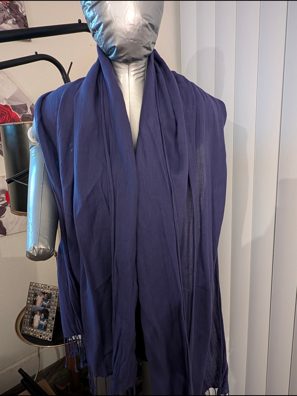 Purple Scarf With Fringe - Picture 3 of 7
